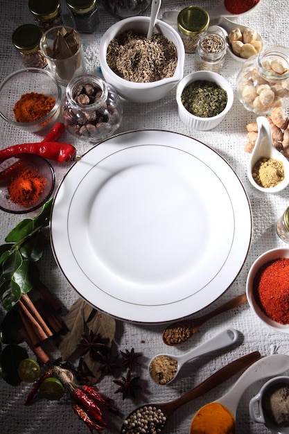 Zestaw talerzy i przypraw